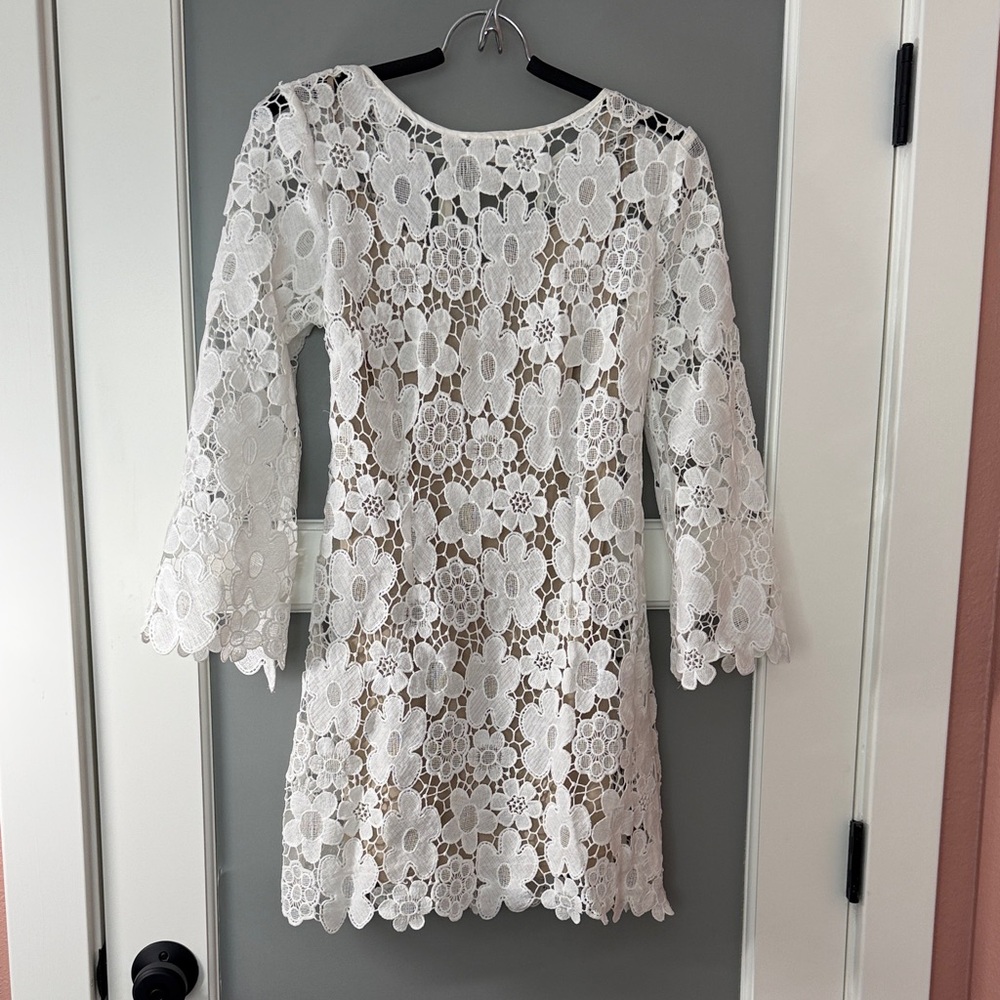 White Lace Floral Sheath Dress - Elegant Women's Dress